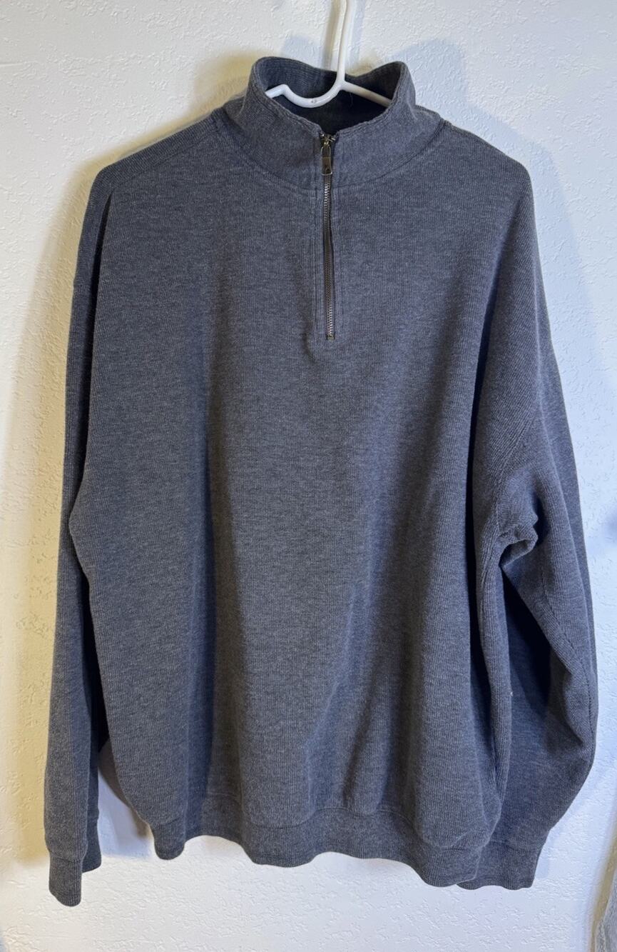 Vintage Bungalow Men's 1/4 Zip Pullover Size LARGE Gray Fall Casual Comfort